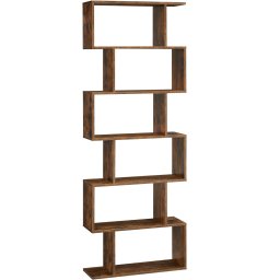 Biblioteca VASAGLE cu 6 rafturi, design modern, maro rustic, 70x24x190,5 cm