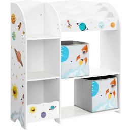 Organizator pentru jucarii si carti copii SONGMICS, alb, 93x30x100 cm