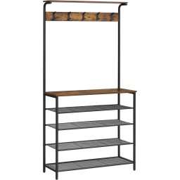 Cuier de hol cu pantofar VASAGLE, 5 rafturi, 5 carlige, stil industrial