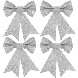 Set 4 fundite decorative argintii pentru bradul de Craciun, 13 cm