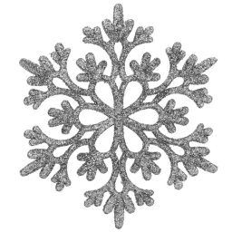Decoratiuni pentru brad fulgi de zapada argintii, set 12 bucati, 10 cm