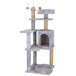 Ansamblu de joaca pentru pisici cu sisal, culcus si ascunzatoare, 127 cm, gri