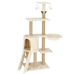 Ansamblu de joaca pentru pisici cu stalpi de zgariat, 136 cm, crem