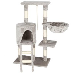 Ansamblu de joaca pentru pisici cu casuta, culcus si sisal, 96 cm, gri