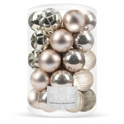 Set 30 globuri de Craciun aurii, 6 modele, 8 cm, incasabile