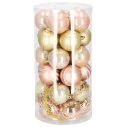 Set globuri de Craciun 30 bucati, 6 cm, roz si auriu, incasabile
