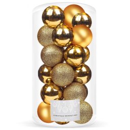 Set globuri de Craciun aurii, 20 bucati, 3 modele, 4 cm, incasabile