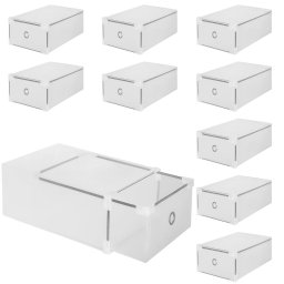 Set 10 cutii de organizare pentru pantofi, transparente, 34x22,5x13 cm
