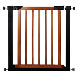 Poarta de siguranta pentru scari si usi, 75-82 cm, otel si lemn