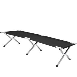 Pat pliant de camping cu structura metalica, 190x74x42 cm, 150 kg, negru
