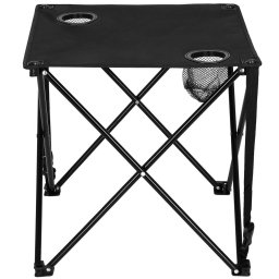 Masa plianta pentru camping si pescuit, cu 2 suporturi pahare, negru