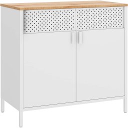 Dulap metalic SONGMICS cu 2 usi si raft reglabil, alb-bej, 80x40x76 cm