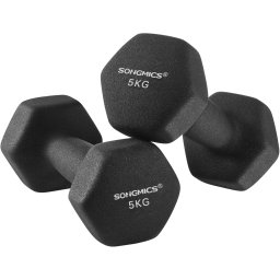 Set gantere hexagonale SONGMICS 2x5 kg din fonta cu neopren antialunecare