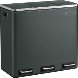 Cos de gunoi reciclare Songmics din inox, 3 compartimente, 54L, gri inchis