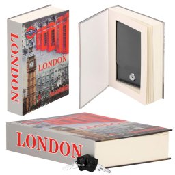 Caseta de valori tip carte London, cu cheie, portabila, 22x15.5x4.5 cm