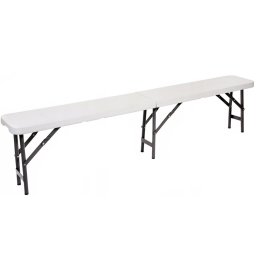 Banca pliabila pentru gradina si catering, HDPE, 180x24,5x42 cm, alba