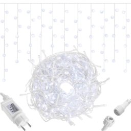 Ghirlanda luminoasa tip perdea 300 LED, 12 m, alb rece, flash, interior/exterior