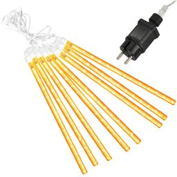 Instalatie de Craciun tip ploaie de meteoriti, 8 tuburi, 144 LED, galben