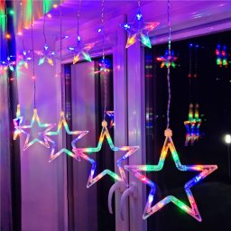 Ghirlanda luminoasa tip perdea cu stelute, 138 LED multicolor, 2 m