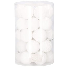 Set 30 globuri de Craciun albe, 8 cm, 6 modele, din plastic