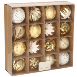 Set globuri de Craciun aurii, 16 piese, 8 cm, 6 modele elegante