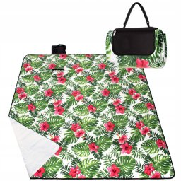 Patura pentru picnic si plaja 200x200 cm, impermeabila, cu maner, model floral