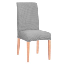 Husa universala elastica pentru scaun, gri cu carouri, poliester si spandex