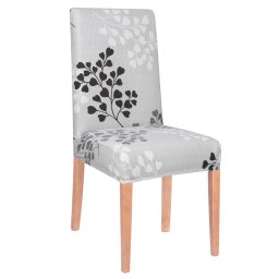 Husa universala elastica pentru scaun, poliester si spandex, gri floral