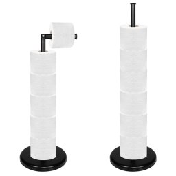 Suport pentru hartie igienica 2 in 1 cu tija mobila, 68,5 cm, negru