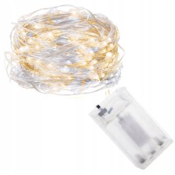 Instalatie luminoasa decorativa cu 100 LED-uri albe, 5 m, alimentare pe baterii