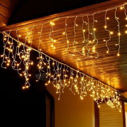 Ghirlanda luminoasa tip perdea 300 LED-uri, 12 m, IP44, interior/exterior, galben cald