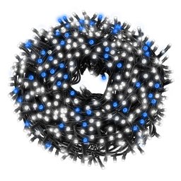 Instalatie luminoasa LED 41,5 m cu 500 LED, IP44, alb rece si albastru flash