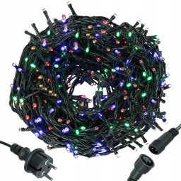 Instalatie lumini pentru brad de Craciun, 300 LED-uri multicolor, 19,5 m