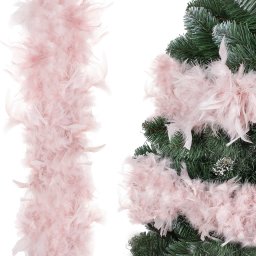 Ghirlanda decorativa roz din pene naturale pentru brad si decor, 300 cm