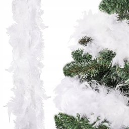 Ghirlanda decorativa alba din pene naturale pentru brad, 300 cm