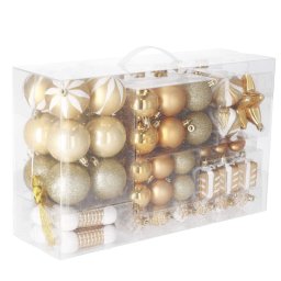 Set globuri si decoratiuni de Craciun aurii, 77 piese, diverse marimi