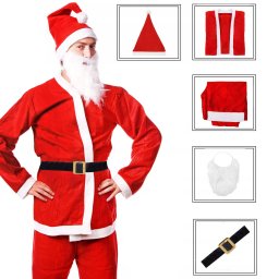 Set costum de Mos Craciun pentru adulti, 5 piese, marime universala