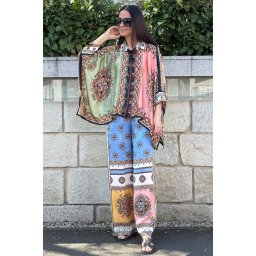 COMPLEU DIN VASCOZA SI MATASE CU CAMASA OVERSIZE MANDALE TALIE UNICA Multicolora