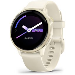 Smartwatch Garmin vivoactive 6, GPS, 42mm, curea silicon, Bone/Lunar Gold Lunar Gold