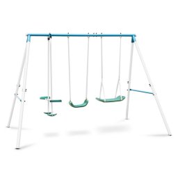KLARFIT Olav, albastru, leagăn de grădină pentru copii, cadru din oțel (SW1-Swing-3-BL)