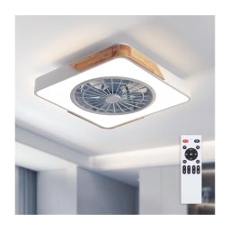 BRILAGI - Plafonieră LED reglabilă cu ventilator LED/38W/230V, 50 cm, alb/stejar + telecomandă