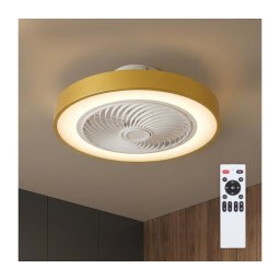 BRILAGI - Plafonieră LED dimabilă cu ventilator, 38W/230V, diam. 50 cm, auriu + telecomandă