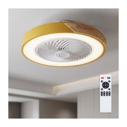 Brilagi - Corp de iluminat LED dimabil cu ventilator, 38W/230V, 50 cm, auriu/stejar + telecomandă