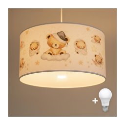 Brilagi - Lustră LED suspendată pe cablu pentru copii BOBO, 1xE27/60W/230V, diametru 35 cm, alb/cu ursuleți
