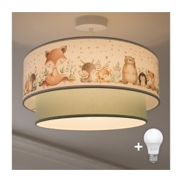 Brilagi-LED Plafonieră pentru copii BOBO 1xE27/60W/230V Ø 40 cm alb/verde/design cu animale