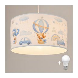 Brilagi - Lustră LED pentru copii BOBO pe cablu 1xE27/60W/230V Ø 35 cm albastru/ursuleți