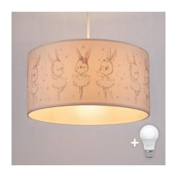 Brilagi - Lustră LED pentru copii BOBO, suspendată pe cablu, 1xE27/60W/230V, Ø35 cm, alb/iepurași