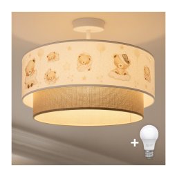 Brilagi-LED Plafonieră pentru copii BOBO, 1x E27, max. 60 W, 230 V, Ø 40 cm, alb/bej/ursuleț