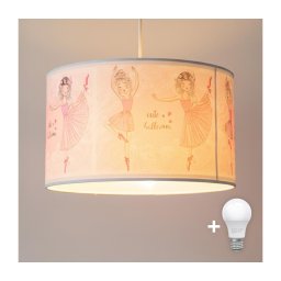 Brilagi - Lustră LED pentru copii BOBO, suspendată cu cablu, 1xE27/60W/230V, Ø 35 cm, roz/balerine