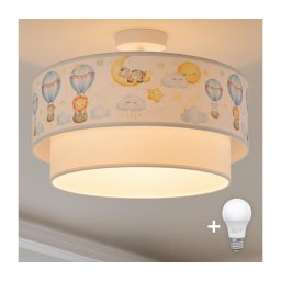 Brilagi-LED Lustră aplicată pentru copii BOBO 1xE27/60W/230V Ø 40 cm alb/bej/decor animalier